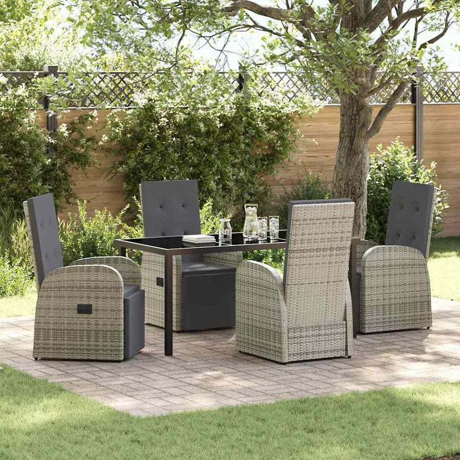 Ensemble de salle à manger pour jardin 5 pcs Gris polyrotin