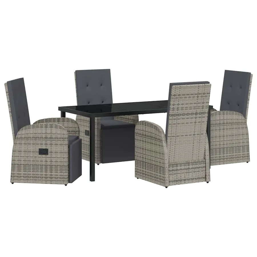 Ensemble de salle à manger pour jardin 5 pcs Gris polyrotin - 2
