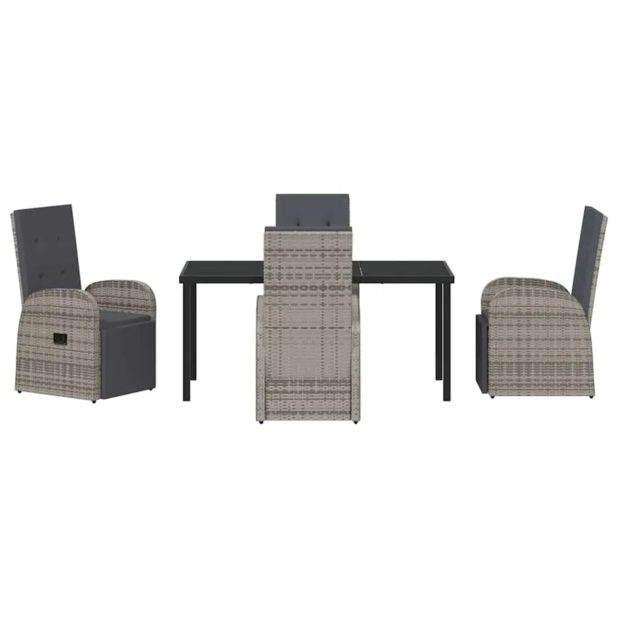 Ensemble de salle à manger pour jardin 5 pcs Gris polyrotin - 7