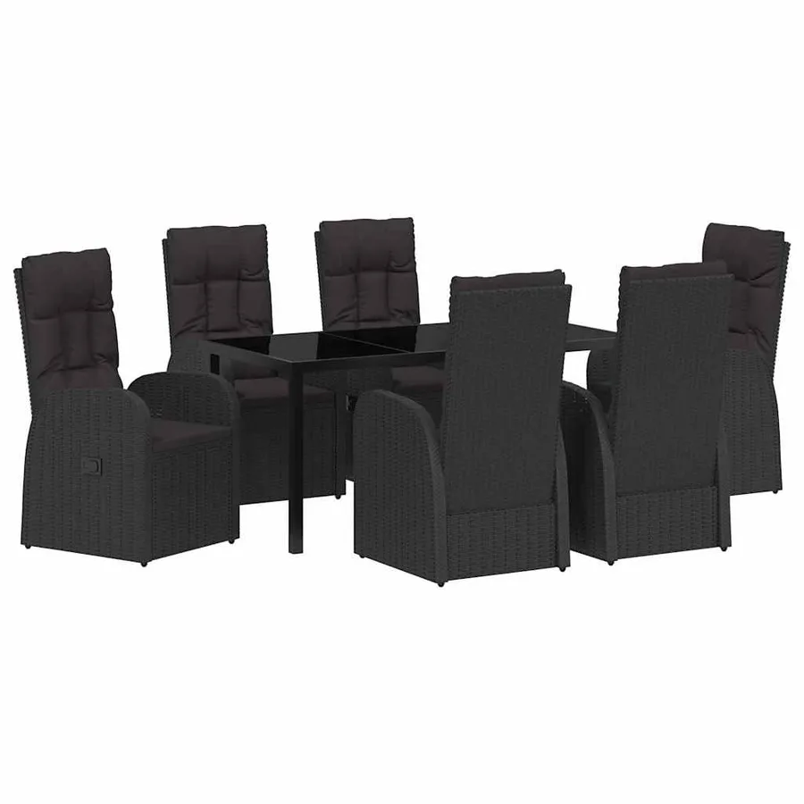 Ensemble de salle à manger pour jardin 7 pcs Noir polyrotin - 2