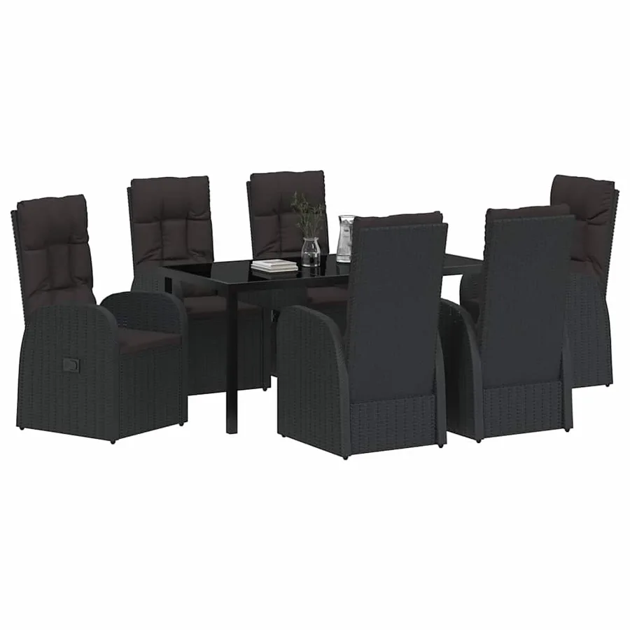 Ensemble de salle à manger pour jardin 7 pcs Noir polyrotin - 3