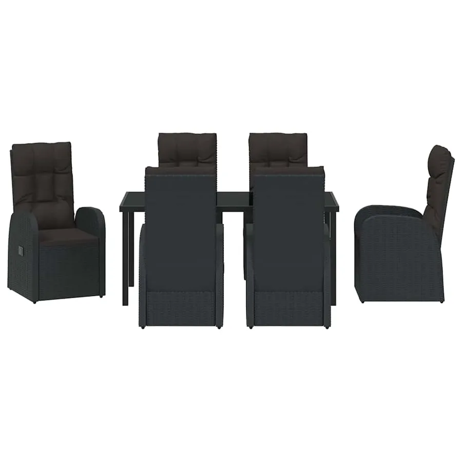 Ensemble de salle à manger pour jardin 7 pcs Noir polyrotin - 7