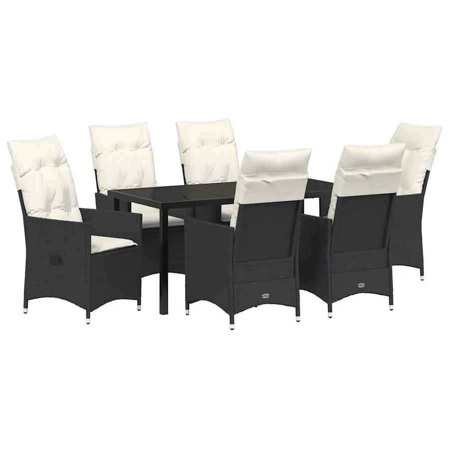 Ensemble de salle à manger pour jardin 7 pcs Noir polyrotin - 2