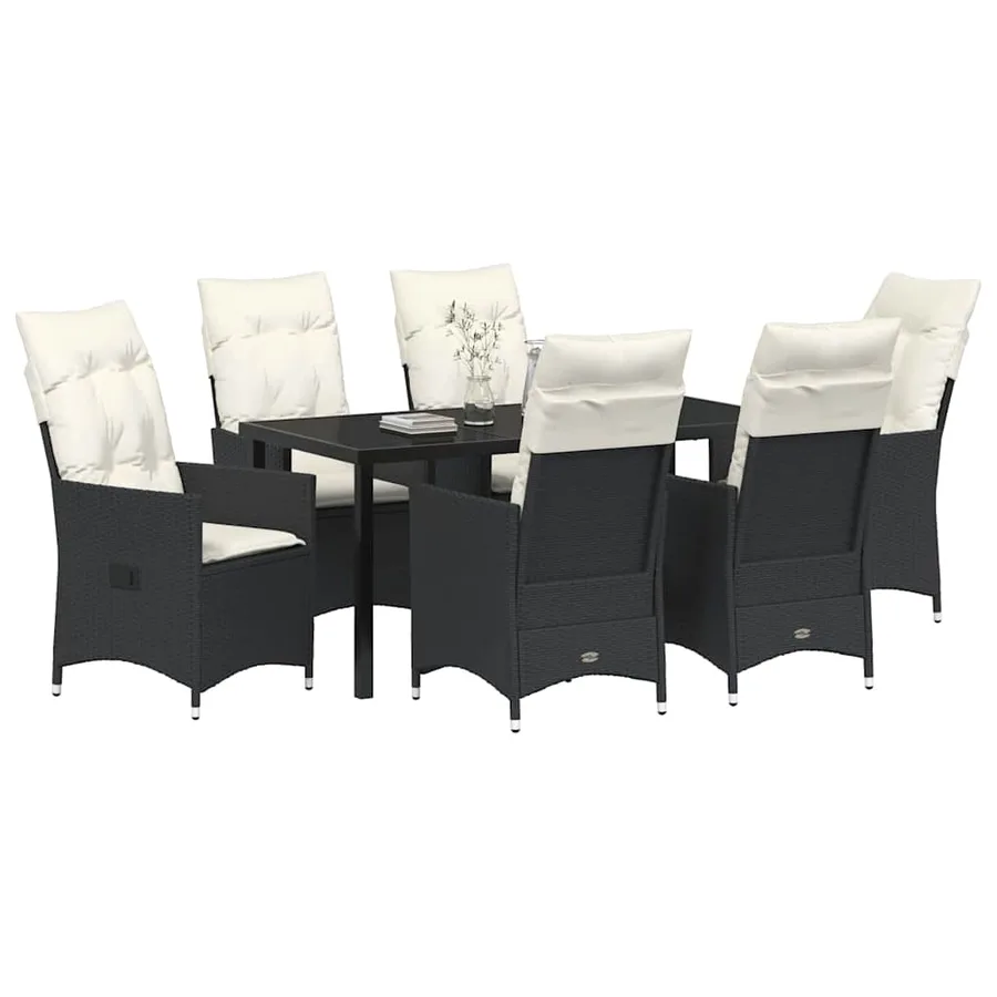 Ensemble de salle à manger pour jardin 7 pcs Noir polyrotin - 3