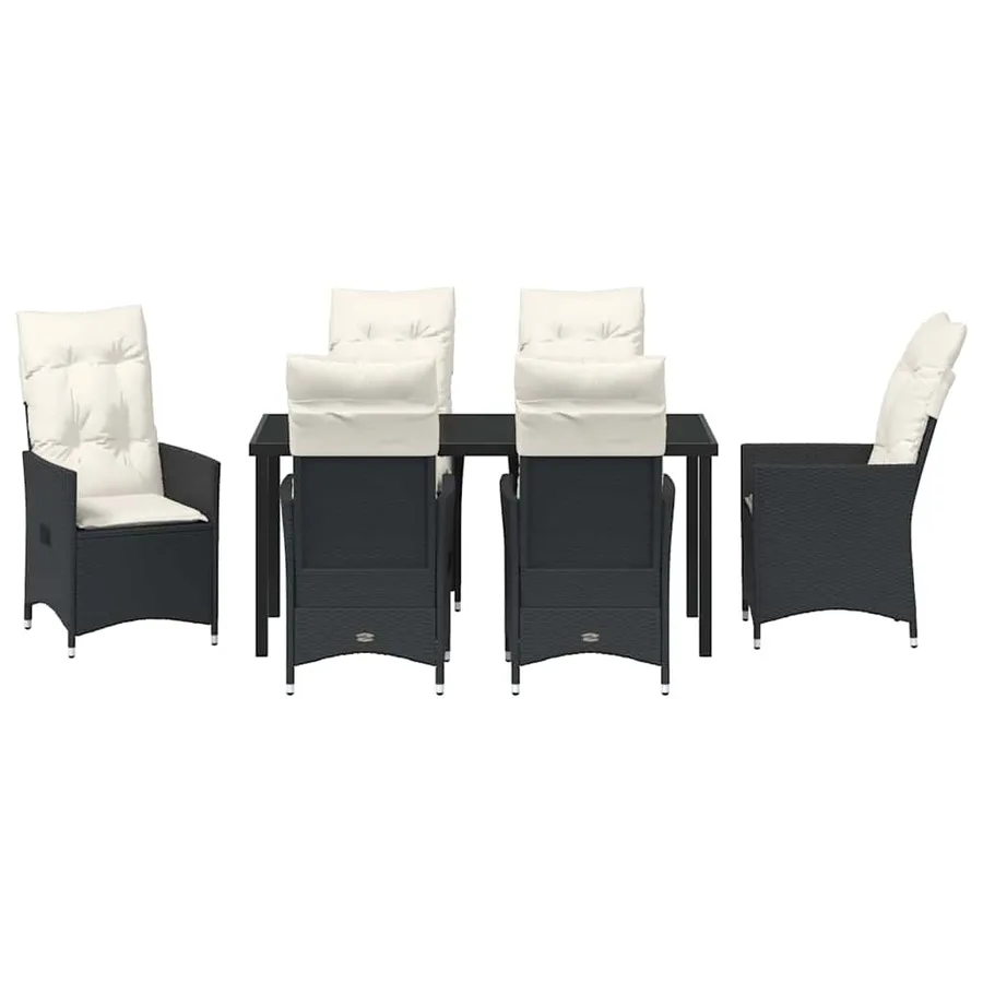 Ensemble de salle à manger pour jardin 7 pcs Noir polyrotin - 7