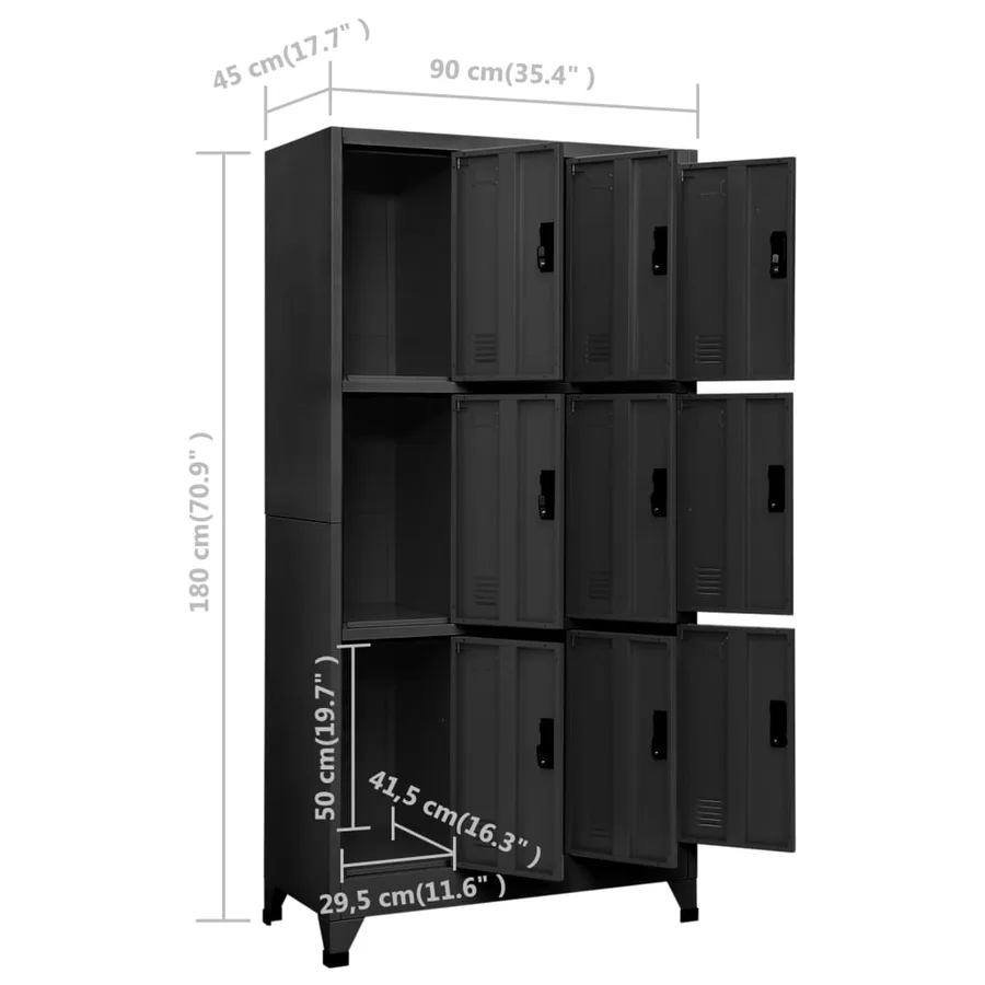 Armoire à casiers Anthracite 90x45x180 cm Acier - 8