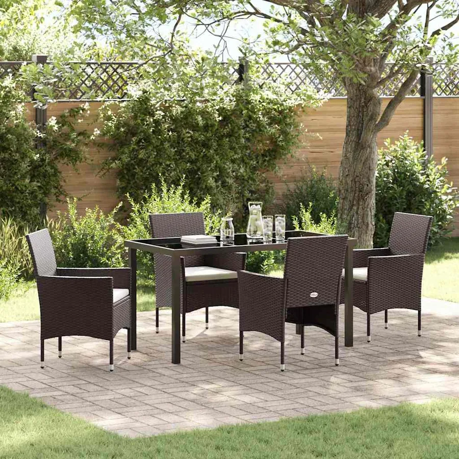 Ensemble de salle à manger pour jardin 5 pcs Marron polyrotin