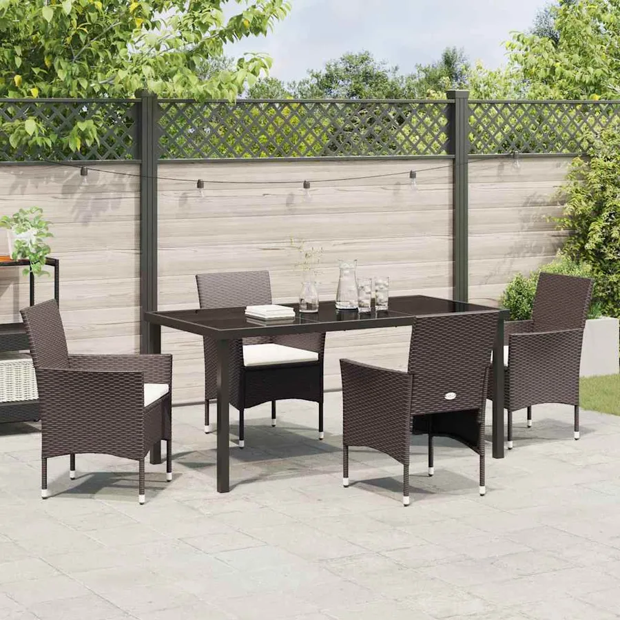 Ensemble de salle à manger pour jardin 5 pcs Marron polyrotin - 4