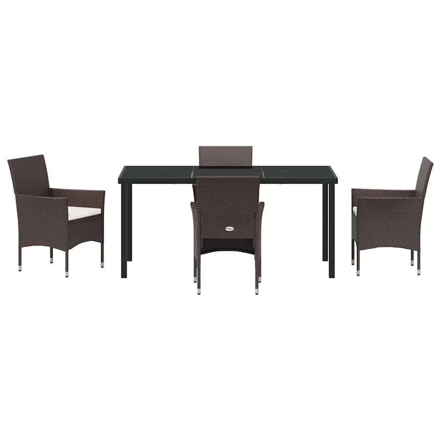 Ensemble de salle à manger pour jardin 5 pcs Marron polyrotin - 7