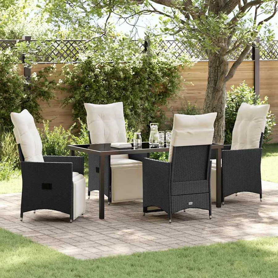 Ensemble de salle à manger pour jardin 5 pcs Noir polyrotin