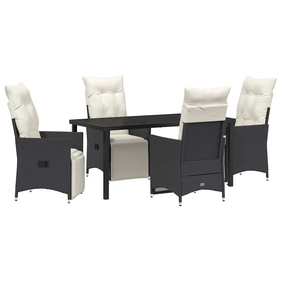 Ensemble de salle à manger pour jardin 5 pcs Noir polyrotin - 2