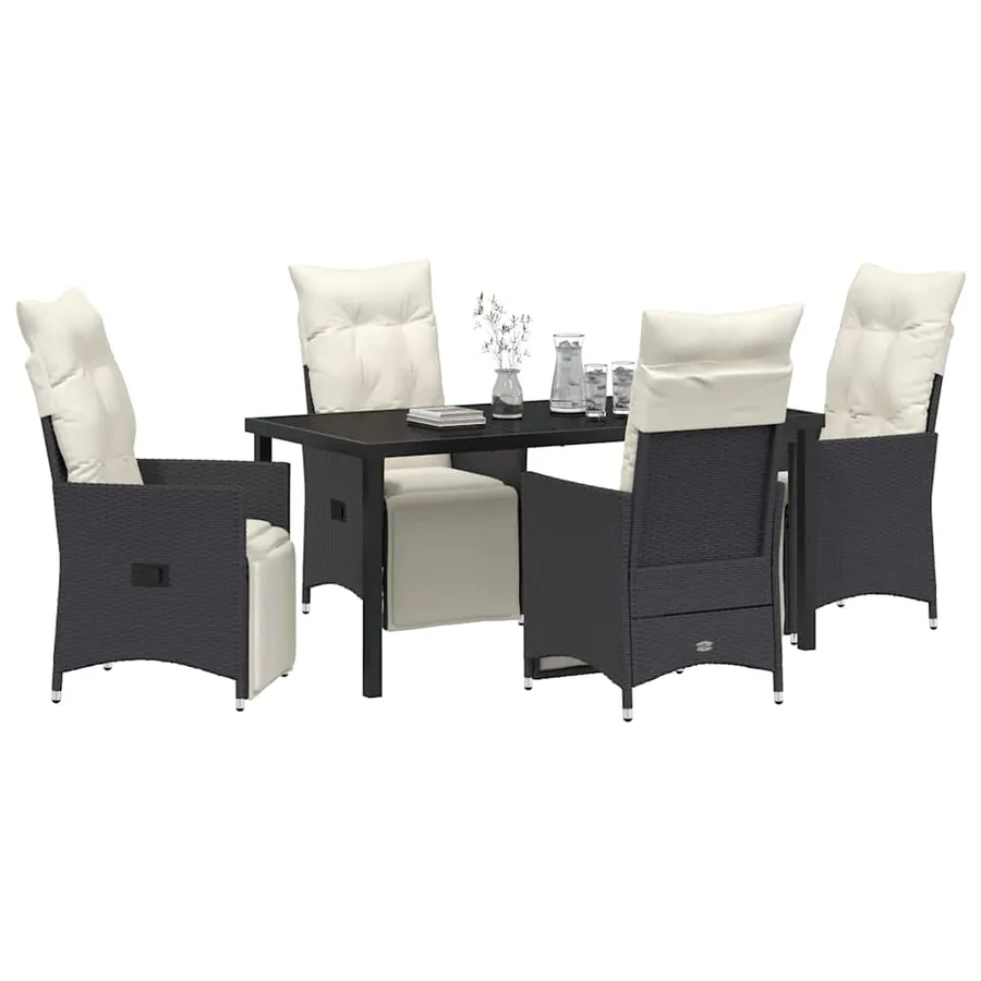 Ensemble de salle à manger pour jardin 5 pcs Noir polyrotin - 3