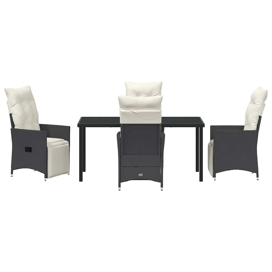 Ensemble de salle à manger pour jardin 5 pcs Noir polyrotin - 7