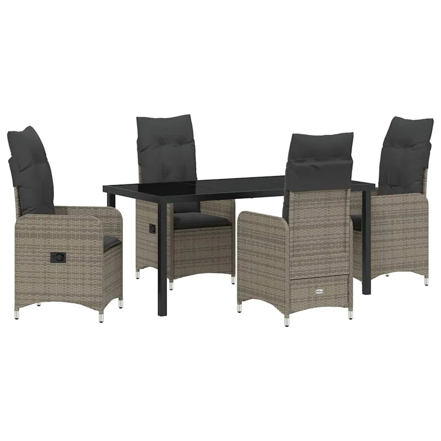 Ensemble de salle à manger pour jardin 5 pcs Gris polyrotin - 2