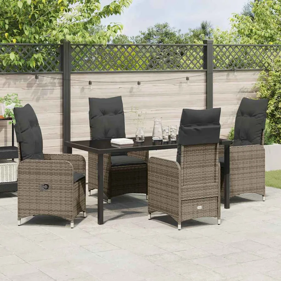 Ensemble de salle à manger pour jardin 5 pcs Gris polyrotin - 4