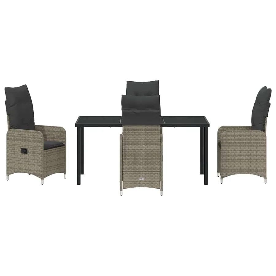 Ensemble de salle à manger pour jardin 5 pcs Gris polyrotin - 7