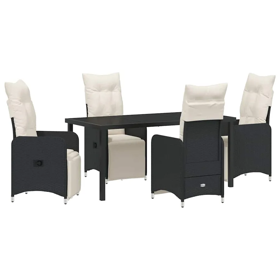 Ensemble de salle à manger pour jardin 5 pcs Noir polyrotin - 2
