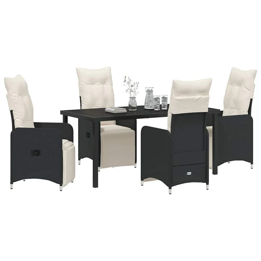 Ensemble de salle à manger pour jardin 5 pcs Noir polyrotin - 3
