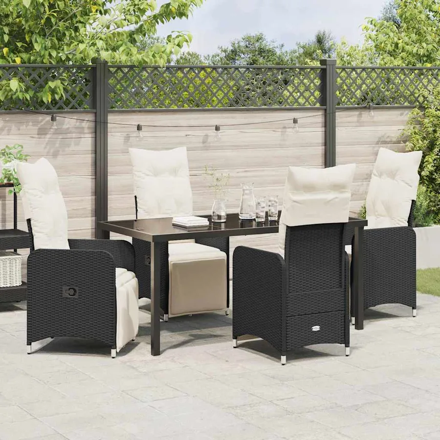 Ensemble de salle à manger pour jardin 5 pcs Noir polyrotin - 4