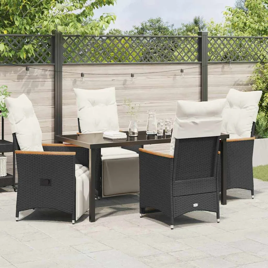 Ensemble de salle à manger pour jardin 5 pcs Noir polyrotin - 4