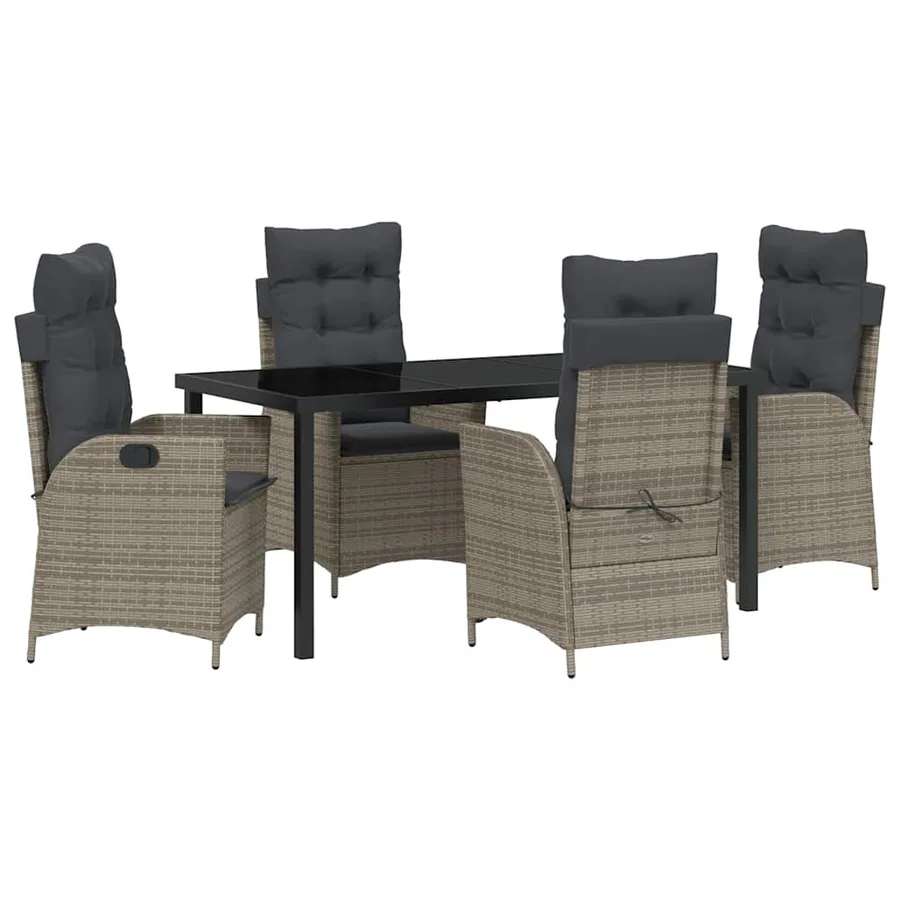 Ensemble de salle à manger pour jardin 5 pcs Gris polyrotin - 2