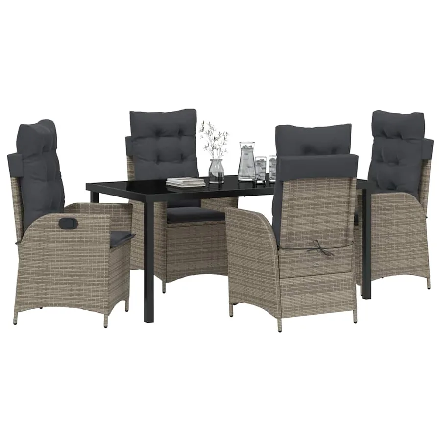 Ensemble de salle à manger pour jardin 5 pcs Gris polyrotin - 3