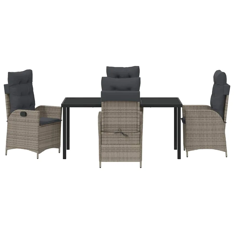 Ensemble de salle à manger pour jardin 5 pcs Gris polyrotin - 7