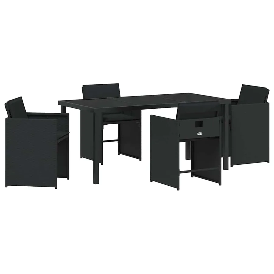 Ensemble de salle à manger pour jardin 5 pcs Noir polyrotin - 2