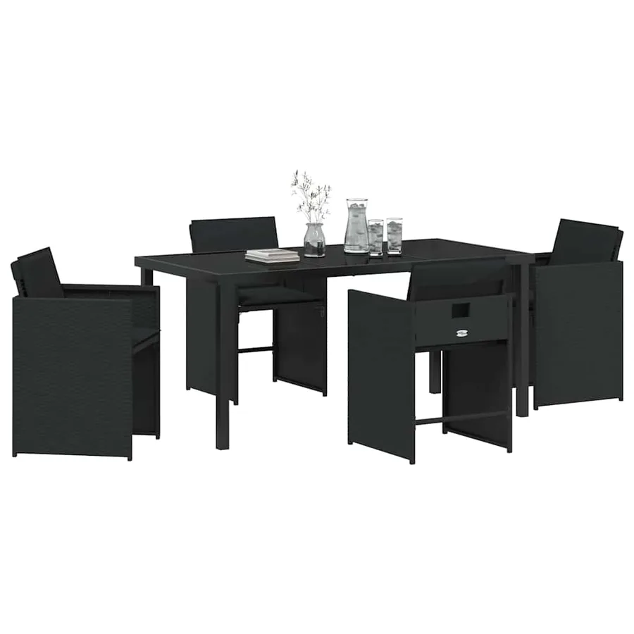 Ensemble de salle à manger pour jardin 5 pcs Noir polyrotin - 3