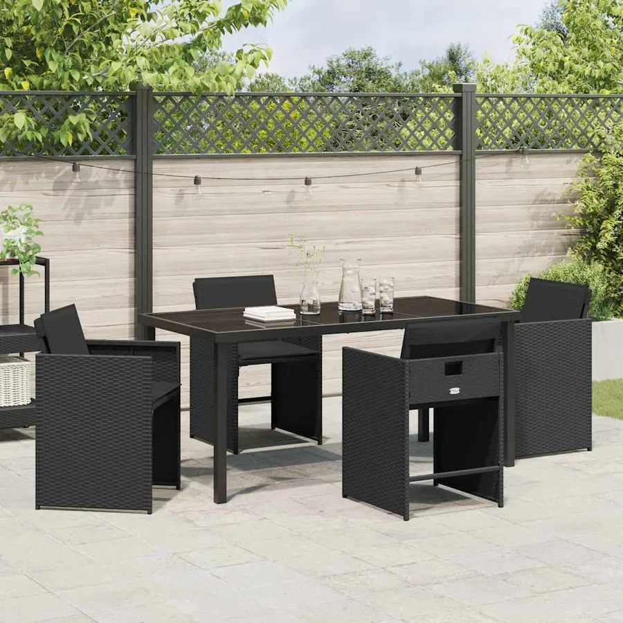 Ensemble de salle à manger pour jardin 5 pcs Noir polyrotin - 4