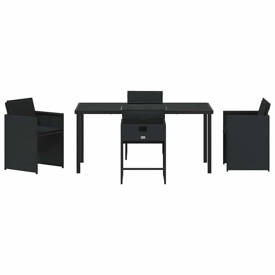 Ensemble de salle à manger pour jardin 5 pcs Noir polyrotin - 7