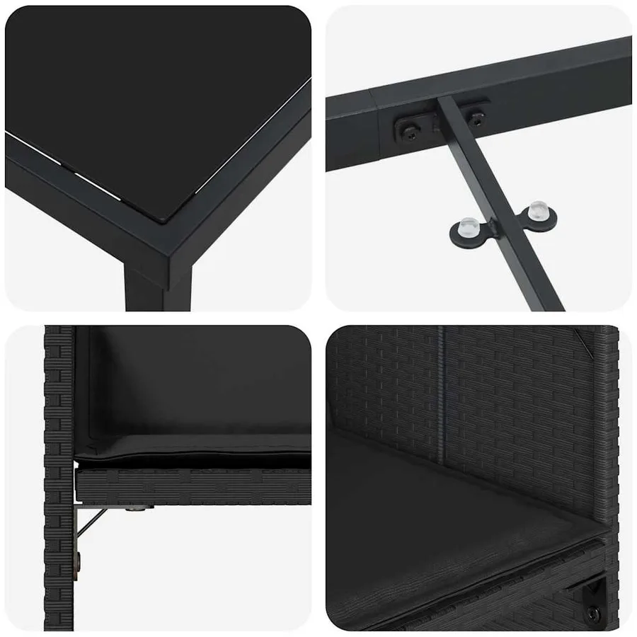 Ensemble de salle à manger pour jardin 5 pcs Noir polyrotin - 9