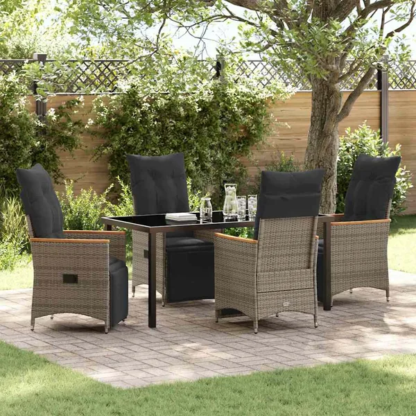 Ensemble de salle à manger pour jardin 5 pcs Gris polyrotin