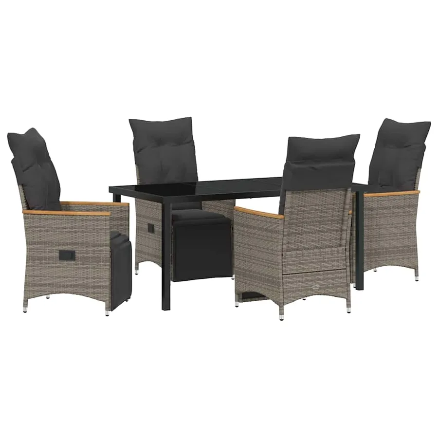 Ensemble de salle à manger pour jardin 5 pcs Gris polyrotin - 2