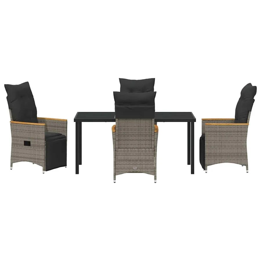 Ensemble de salle à manger pour jardin 5 pcs Gris polyrotin - 7