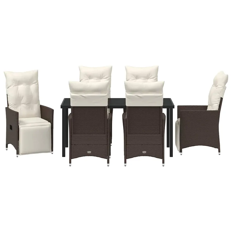 Ensemble de salle à manger pour jardin 7 pcs Marron polyrotin - 7