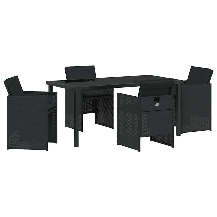 Ensemble de salle à manger pour jardin 5 pcs Noir polyrotin - 2