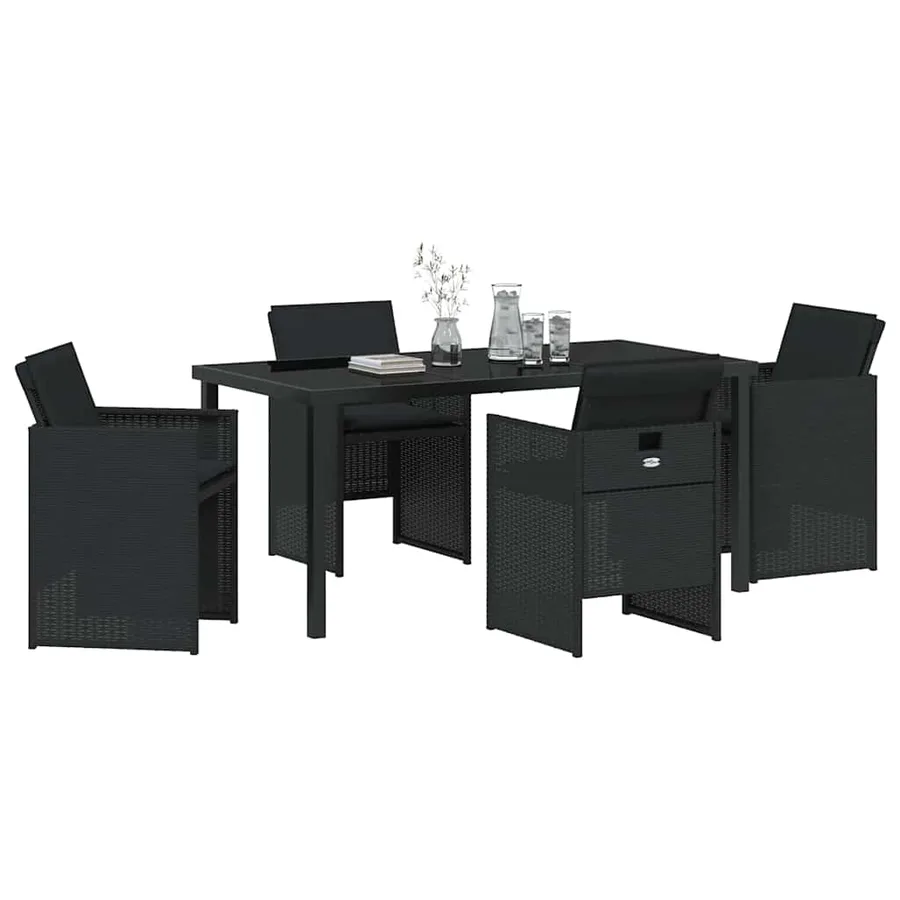 Ensemble de salle à manger pour jardin 5 pcs Noir polyrotin - 3