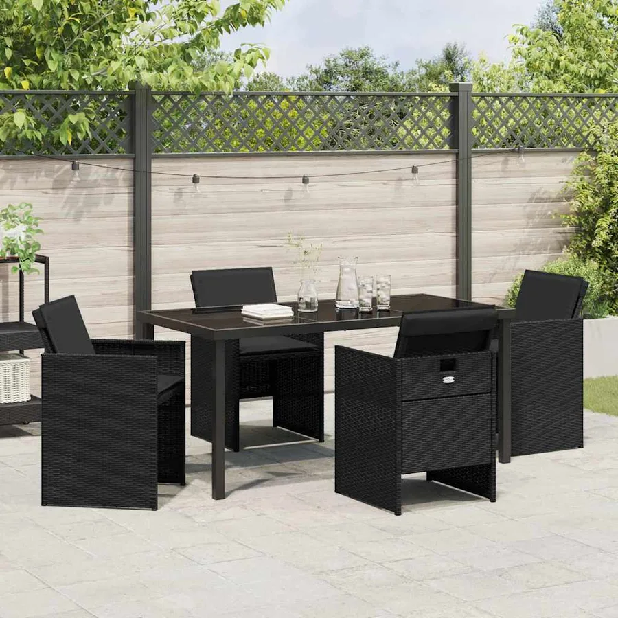 Ensemble de salle à manger pour jardin 5 pcs Noir polyrotin - 4