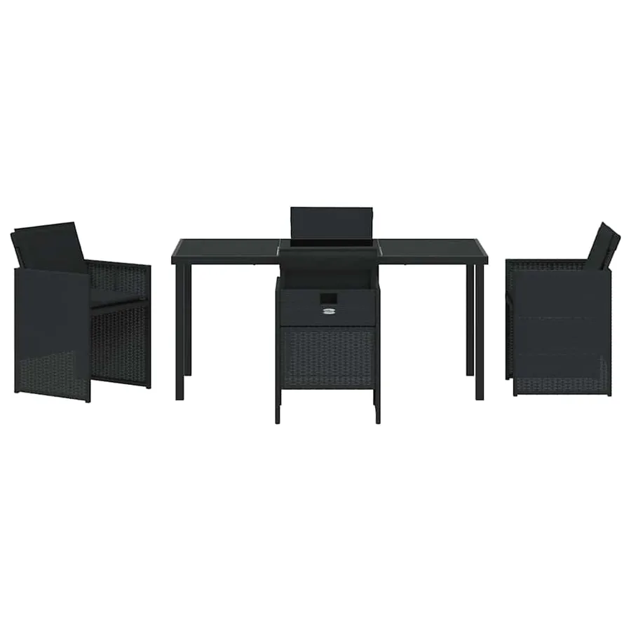 Ensemble de salle à manger pour jardin 5 pcs Noir polyrotin - 7