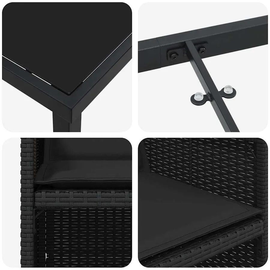 Ensemble de salle à manger pour jardin 5 pcs Noir polyrotin - 9