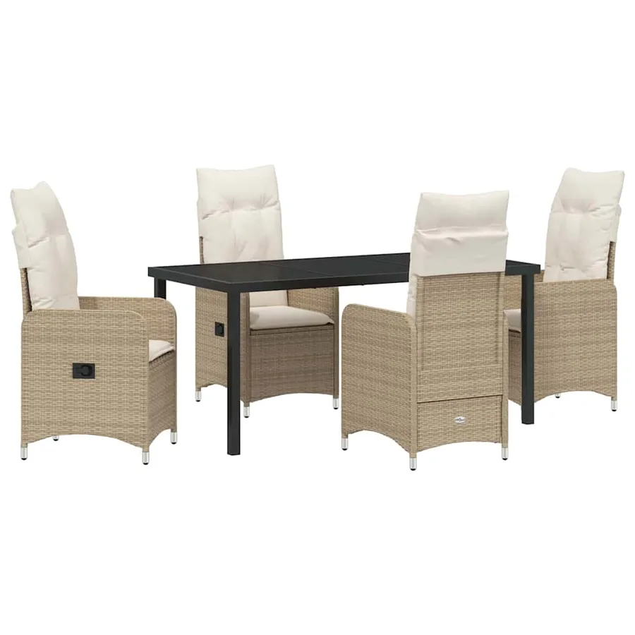 Ensemble de salle à manger pour jardin 5 pcs Beige polyrotin - 2