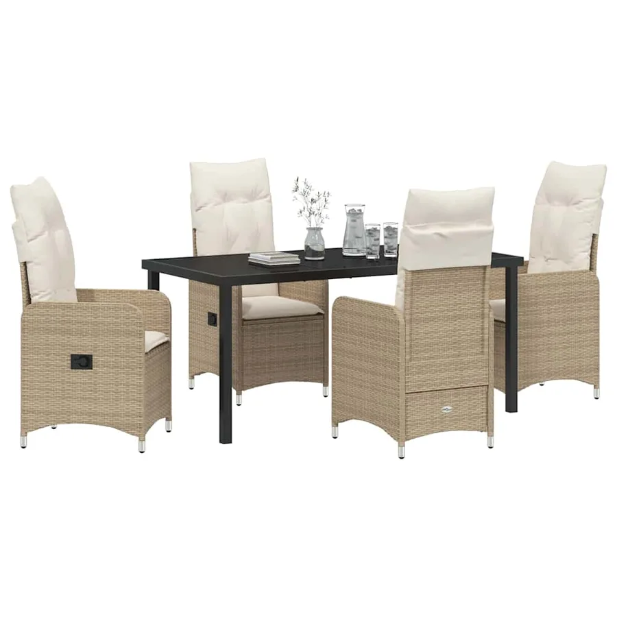 Ensemble de salle à manger pour jardin 5 pcs Beige polyrotin - 3