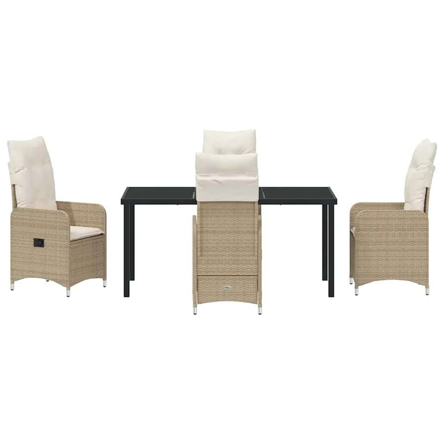 Ensemble de salle à manger pour jardin 5 pcs Beige polyrotin - 7