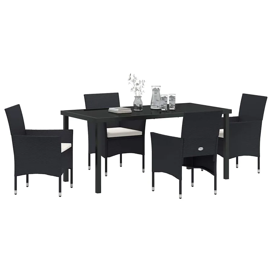 Ensemble de salle à manger pour jardin 5 pcs Noir polyrotin - 3