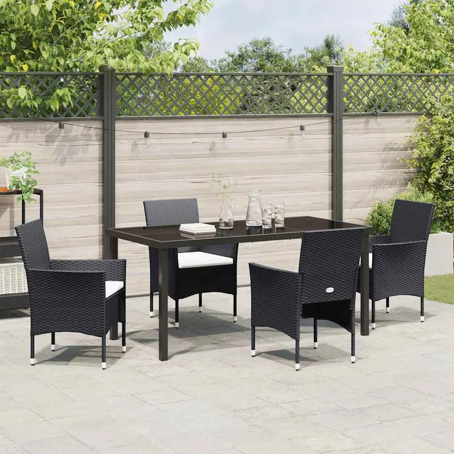 Ensemble de salle à manger pour jardin 5 pcs Noir polyrotin - 4