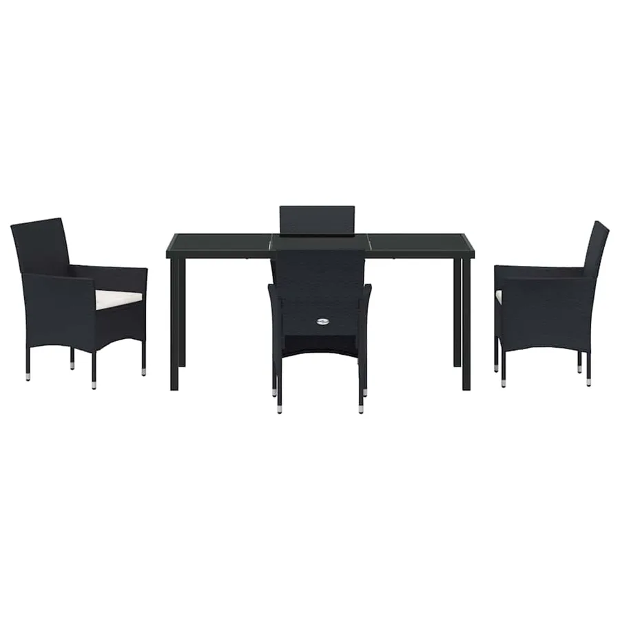 Ensemble de salle à manger pour jardin 5 pcs Noir polyrotin - 7