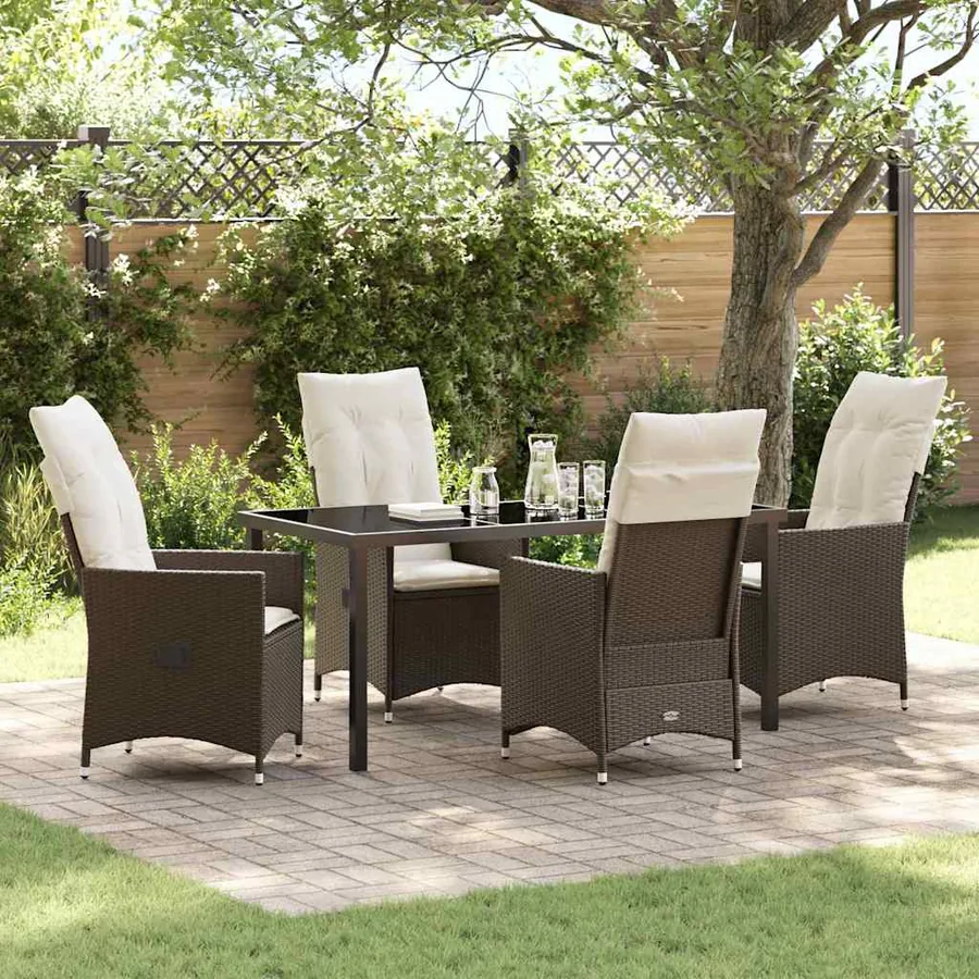 Ensemble de salle à manger pour jardin 5 pcs Marron polyrotin