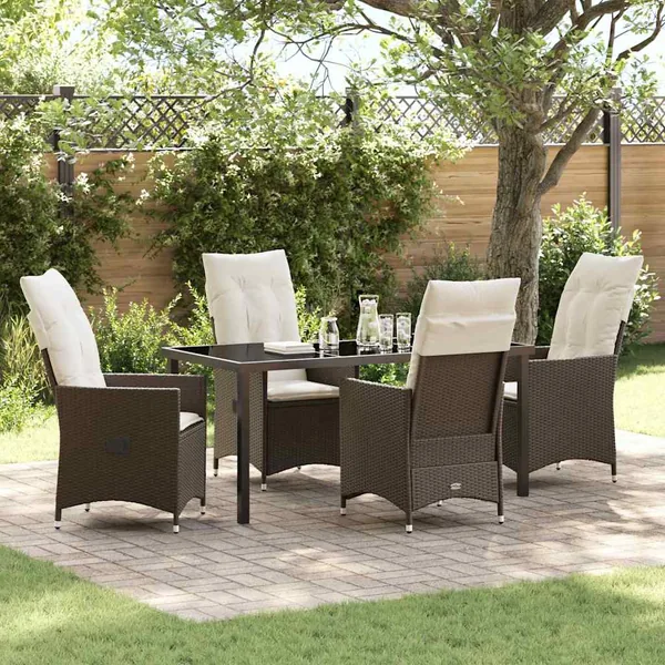 Ensemble de salle à manger pour jardin 5 pcs Marron polyrotin