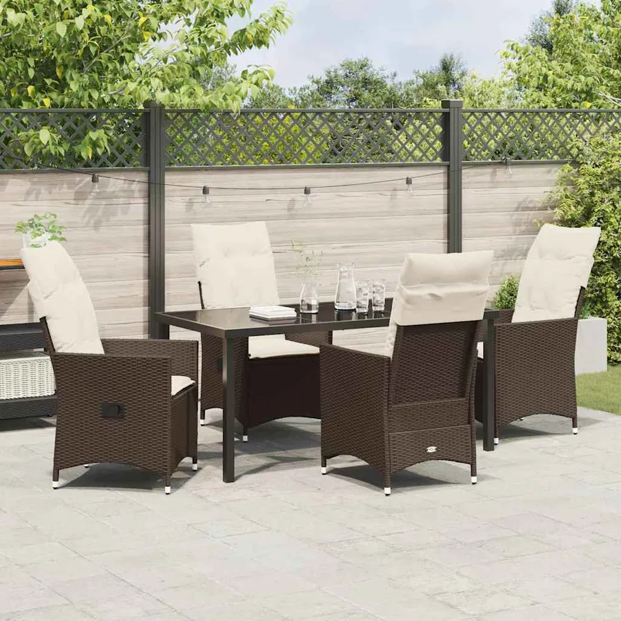 Ensemble de salle à manger pour jardin 5 pcs Marron polyrotin - 4